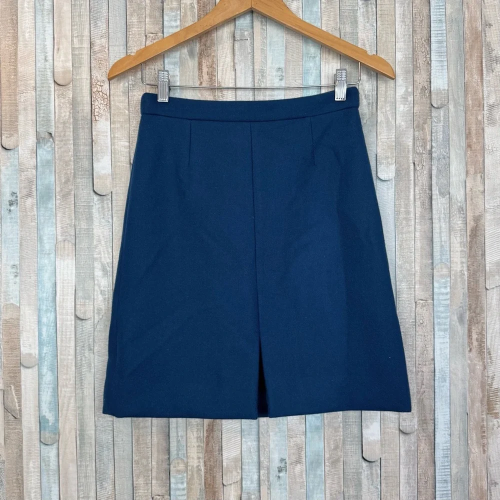 J Crew 2P Teal Wool Knee Length Pencil Skirt Front Slit Fitted Career‎ Work